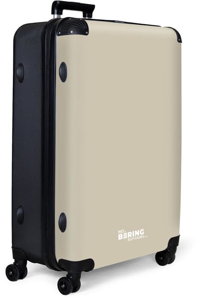 NoBoringSuitcases.com® - Koffer groot - Reiskoffer lichtgewicht - Beige - Effen - Rolkoffer met 4 wielen - Grote trolley XL - 98 liter bagage
