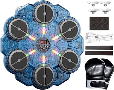 Boksmachine met Licht - Fitness Trainer - Interactieve Training - 9 Instelbare Snelheden - 335 x 365 cm - Blauw