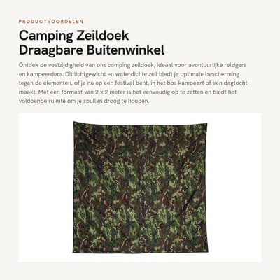 Dailygoods- Camouflagetent Waterdicht - Grondzeil - Tentdoek - Draagbaar - Lichtgewicht - UV-bescherming - Tentzeil