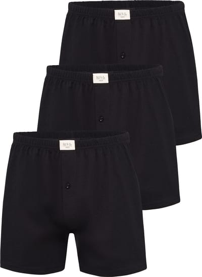 Phil & Co Wijde Boxershorts Jersey Stretch Effen Zwart 3-Pack - Maat 5XL - Losse boxershort heren | Gulp + Knoopsluiting