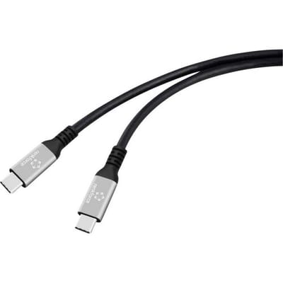 Renkforce RF-6820206 USB-C-kabel USB 4.0 USB-C stekker 0.50 m Zwart Aluminium-stekker, Silicone, Zeer flexibel, 8K UHD