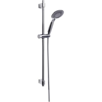 WENKO Doucheset Young Line in chroom met RVS douchestang 66cm, Douchekophouder, Douchekop Ø11cm met 5 standen en Doucheslang 150cm - Chroom