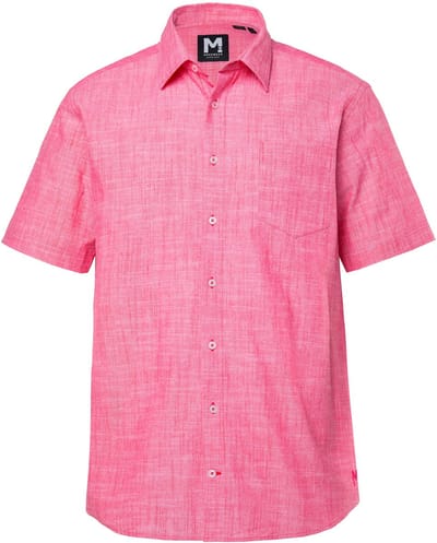 Men Plus - Heren - overhemd korte mouwen kentkraag linnenlook Comfort Fit - Chilirood - Maat 3XL