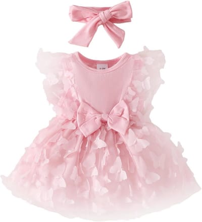 Schattige Bloemige Babyjurkjes Set voor Meisjes - Zomeroutfit met Strikjes en Hoofdband