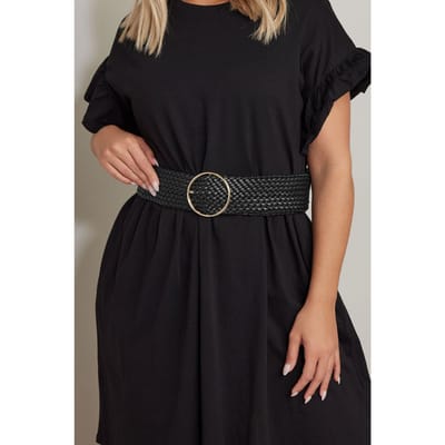 Yours Zwarte Brede Riem Van Imitatieleer Met Latwerksize 54-56