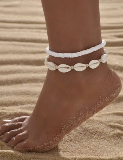 Enkelbandje - enkelbandjes - set enkelbandjes - enkelbandje met schelpen - enkelbandje met kralen - minimalistisch enkelbandje - Coin anklet - dubbele enkelband - dubbel enkelbandje- enkelbandje met kralen - armband met kralen - set armbanden