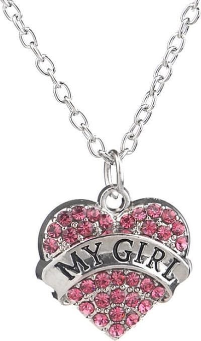 Fako Bijoux® - Ketting - Hart - Kristal - My Girl - Roze