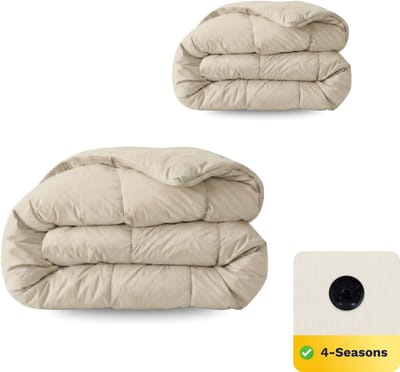 Zelesta Wonderbed Desert Sand 240x200 - Katoenen dekbed zonder overtrek - 4 Seizoenen dekbed - Wasbaar dekbed - Hoesloos dekbed - 2 in 1 Dekbed met vaste overtrek