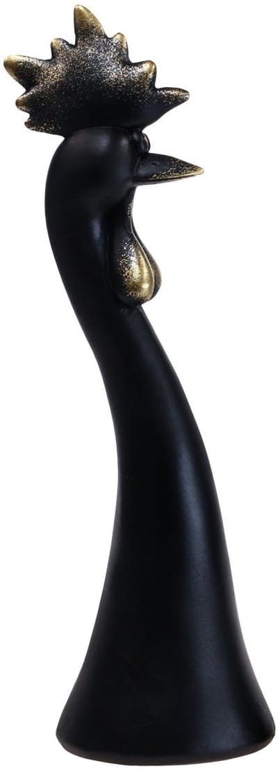 Paasdecoratie kipdecoratie haan zwart goud Ø9cm H29cm