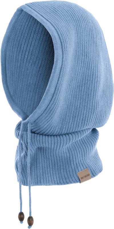 Knit Factory Evy Colsjaal met capuchon - Crystal Blue - One Size
