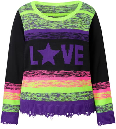 Angel of Style - Dames - Pullover straight fit kleurverloop destroyed zoom - Zwart - Maat 46+