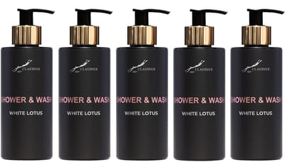 Shower & Wash White Lotus 300 ml - gouden pomp - 5 stuks