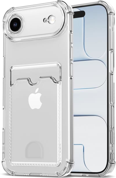 YPCd Pasjeshouder Hoesje Geschikt voor Apple iPhone Air – Backcover met Kaartvak – Shockproof TPU – Verhoogde Randen – Transparant