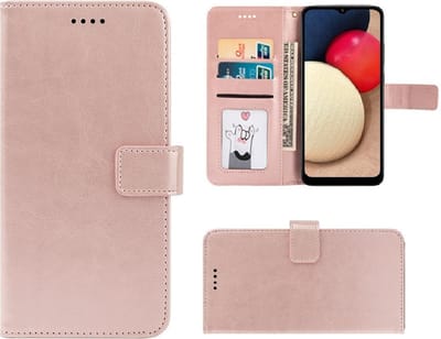 Hoesje Geschikt voor Samsung Galaxy A03s - Bookcase - Pu Leder Wallet Book Case Rose Goud Cover