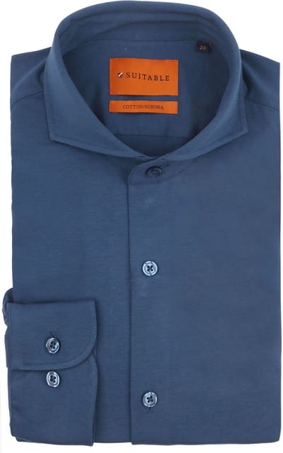 Suitable Sorona Overhemd Denim Blauw - Maat 40 - Heren - Overhemden Formeel