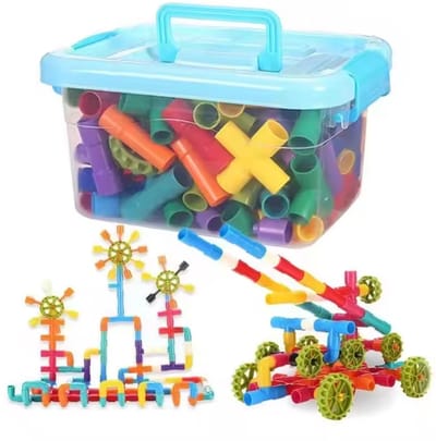 DIY 100-Delige Variabele Pijp Bouwblokken – Montessori - Educatief STEM bouwspeelgoed met wielen voor Creatieve Ontdekkers!