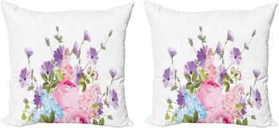 ABAKUHAUS Vintage Rose Decoratieve Kussenhoes, Set van 2, Modern Accent, Dubbelzijdige Digitale Print, 60x60 cm, Violet Babyroze