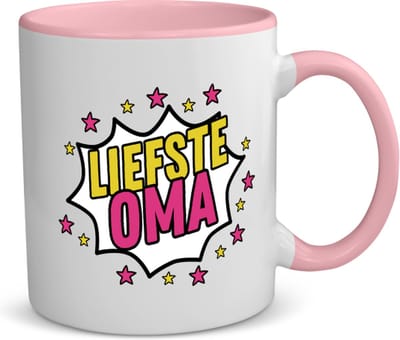 Akyol - liefste oma koffiemok - theemok - roze - Oma - een oma die heel lief is - cadeautje voor oma - liefste ooit - verjaardagscadeau - kado - gift - geschenk - verrassing - 350 ML inhoud