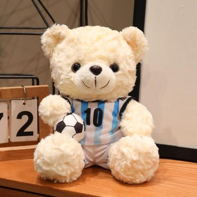 Ours en Peluche Football Fan de Football Essentiel Jouet en Peluche Souvenir du Club Souvenir du Jour de Match Cadeau Pour Supporters beige