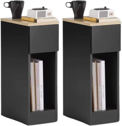 VIEMAE Nachtkastje 2 stuks - Nachtkastjes set van 2 stuks - Smalle nachtkastjes set van 2 - Bijzettafel - 35x20x60cm - Zwart