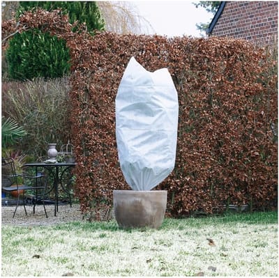 6x Plantenhoes tegen vorst met aantrekkoord wit H 1 meter x D 50 cm 50 g/m2 ï¿½ Winterafdekhoes ï¿½ Winterhoes voor planten ï¿½ Anti-vorst beschermhoes planten ï¿½ Vorstbescherming - Windbescherming