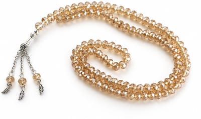 Baraka Treasures Luxe Kristal Tasbih - Tasbih - 99 Kralen - Crackle Glas - Islamitische Gebedskralen - Misbaha - Subha - Handgemaakte Kwaliteit - Voor Dhikr & Cadeau - Goud