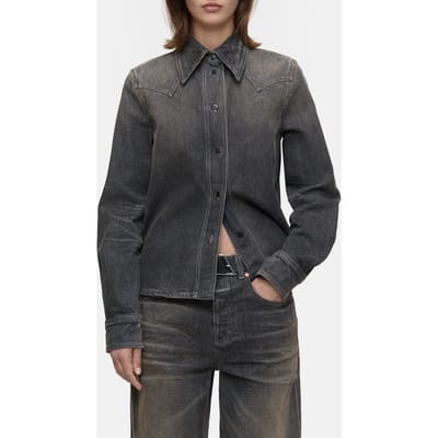 Closed Denim Western Shirt & Blouses Dark Grey Größe: XS | Business hemden Outlet | Damen | Grau