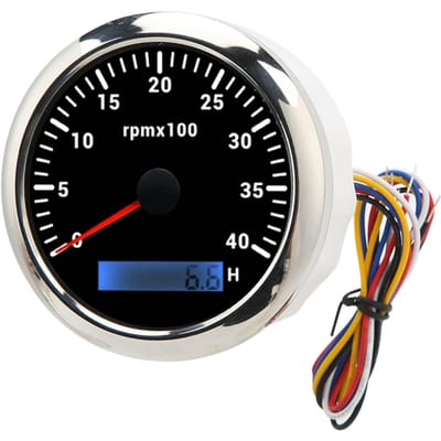 DC 9 tot 32V 85mm Motorwijzer Toerenteller 4000 RPM Nauwkeurige Rode Wijzer Zwarte Wijzerplaat Voor Camper Jacht Visboot Schip Auto gray