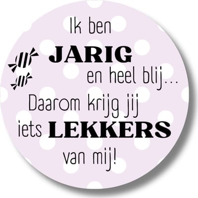 20 x Traktatiestickers Verjaardag | Zelf Traktatie Maken Snoepjes | Iets Lekkers | Lila Paars