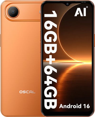 OSCAL FLAT 3C Smartphone - 4G Dual SIM - 16GB RAM - 64GB ROM - 6,56 inch - Android 16 Telefoon - 5000mAh 336Uren - 32MP - GPS - Oranje
