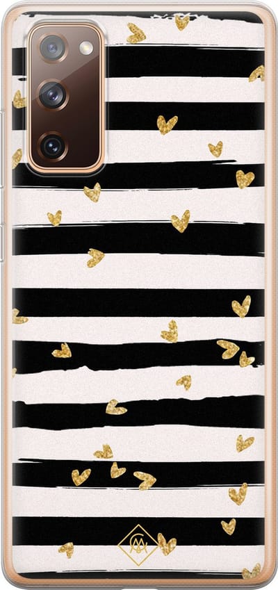 Casimoda® hoesje - Geschikt voor Samsung S20 FE - Hart Streepjes - Backcover - Siliconen/TPU - Zwart