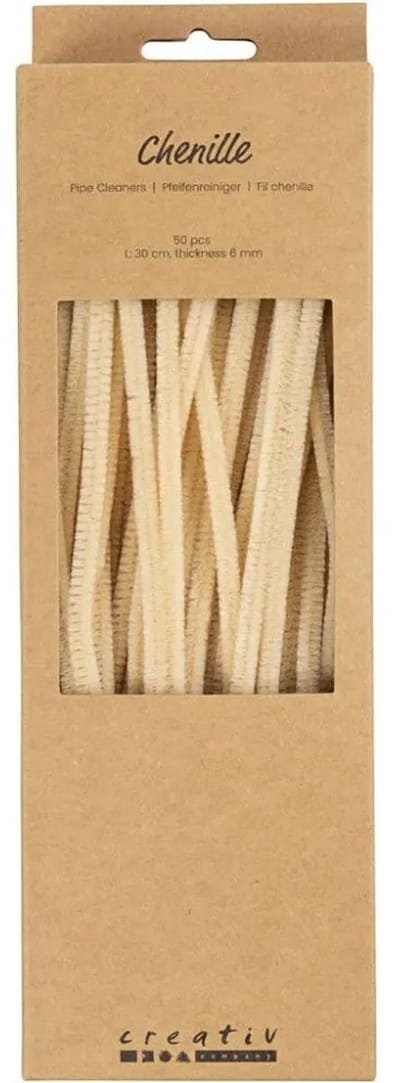 Creativ Company chenilledraad knutselmateriaal beige 6mm x 30cm 50 stuks.