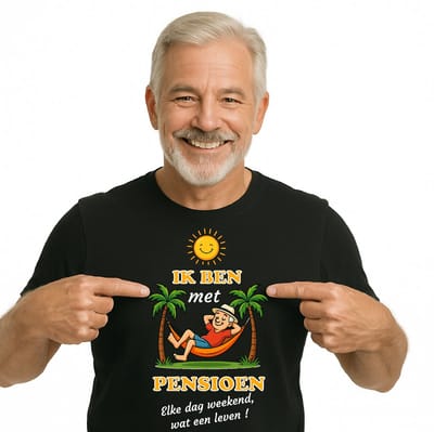 T-shirt - unisex - zwart - BIO Katoen - Ik ben met pensioen, elke dag weekend - pensionado - retired - VUT - gepensioneerd - maat XXL