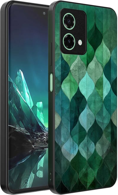 Geschikt voor Motorola Edge 40 Neo Telefoonhoesje met Groene Bladeren Opdruk - TPU Backcover Case Green Leafs Design - Groen - Smartphonica geschikt voor Motorola Edge 40 Neo