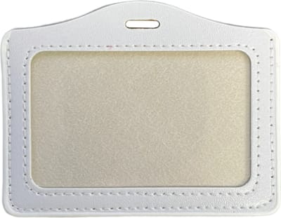 Fako Bijoux - Badgehouder - Badge Houder - PU Leder - Kunstleer - Horizontaal - 78x102mm - Wit
