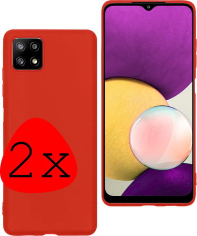 Hoesje 2 Stuks - Geschikt voor Samsung Galaxy M22 - Sterk & Shockproof - Case Siliconen - Back Cover - Telefoon Hoes - Rood