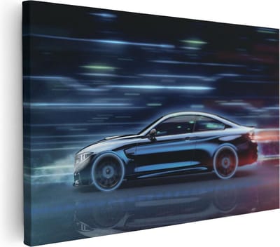 Artaza Canvas Schilderij Sportauto - 30x20 cm - Klein - Muurdecoratie Auto - Wanddecoratie Mancave - Kamer Accessoires Modern