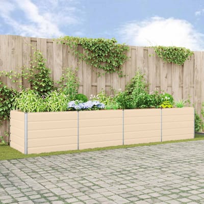 vidaXL - Plantenbak - Ivoor - 385 - x - 100 - x - 75 - cm - Gegalvaniseerd - staal