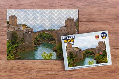 Puzzel Mooie kleurrijke foto van de Stari Most brug en de omgeving - Legpuzzel - Puzzel 1000 stukjes volwassenen