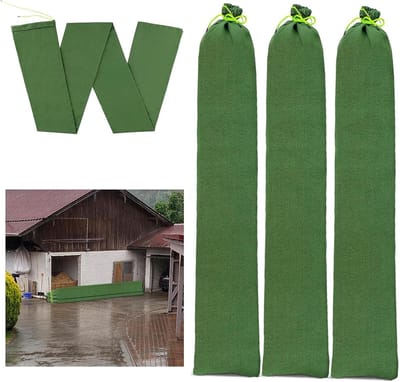 Zandzakken voor Hoog Waterbescherming, Herbruikbare Zandzakken met Tie Tape, Lange Zeilen voor Garages, Deuren en Kelders, 120 × 20 cm, Waterdicht en Duurzaam