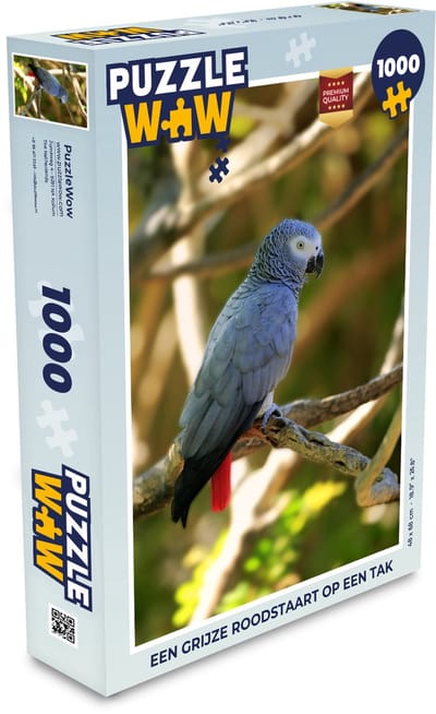 Puzzel Een grijze roodstaart op een tak - Legpuzzel - Puzzel 1000 stukjes volwassenen