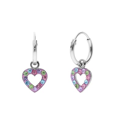 Lucardi Kinder Zilveren kinderoorringen Hart 10mm - Oorbellen - 925 Zilver - Zilverkleurig