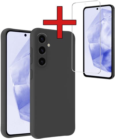 Hoesje - Met Screenprotector - Geschikt voor Samsung Galaxy A36 - Sterk & Shockproof - Telefoon Hoes - Back Cover - Siliconen Case - Telefoonhoes - Zwart