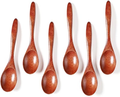 lepel honing, 6 stuks 14,5 cm natuurlijke houten lepel kleine soep lepel houten servies koffie lepel houten keukenaccessoires