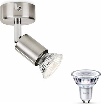 Philips Limbali Opbouwspot (Mat Chroom) - Warmwit Licht - Wandspot of Plafondspot met 1 Lichtpunt - GU10 - Niet Dimbaar