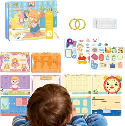 Activiteitenboek Peuters - Drukschool Boek - Fijne Motoriek Leren - Herbruikbare Activiteiten - 215 x 145 cm - Multicolor