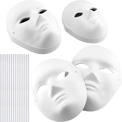 30 Stuks Witte Papieren Maskers voor Carnaval, Halloween en Feestdecoraties - Aanpasbare Elastische Band, Perfect voor Schilderen en Creatieve Projecten