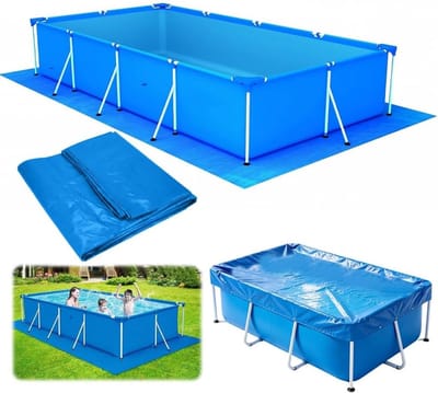 Zwembad Vloermat - Beschermende Mat - Zwembad Beschermen - Waterdicht PE Weefsel - 445 x 254 cm - Blauw
