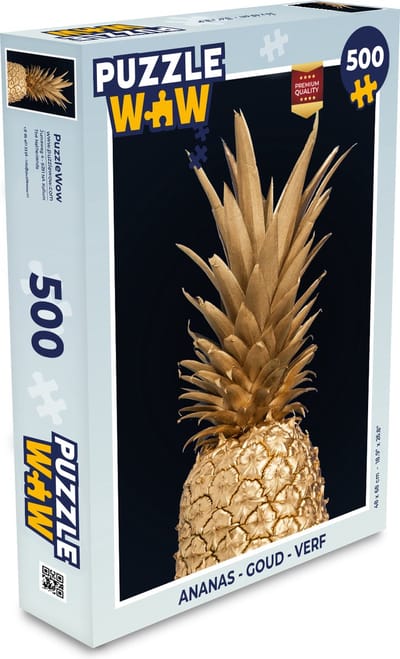 Puzzel Ananas - Goud - Verf - Zwart - Fruit - Luxe - Legpuzzel - Puzzel 500 stukjes