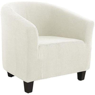 Housse de chaise de club Jacquard Housse de chaise de baignoire extensible Housse de canapé de couleur unie Housse de protection de canapé décorative anti-salissure pour salon 1 Piece blanc lait